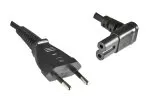 Euro plug type C to C7 90° down, 0,75mm², VDE, black, length 2,00m